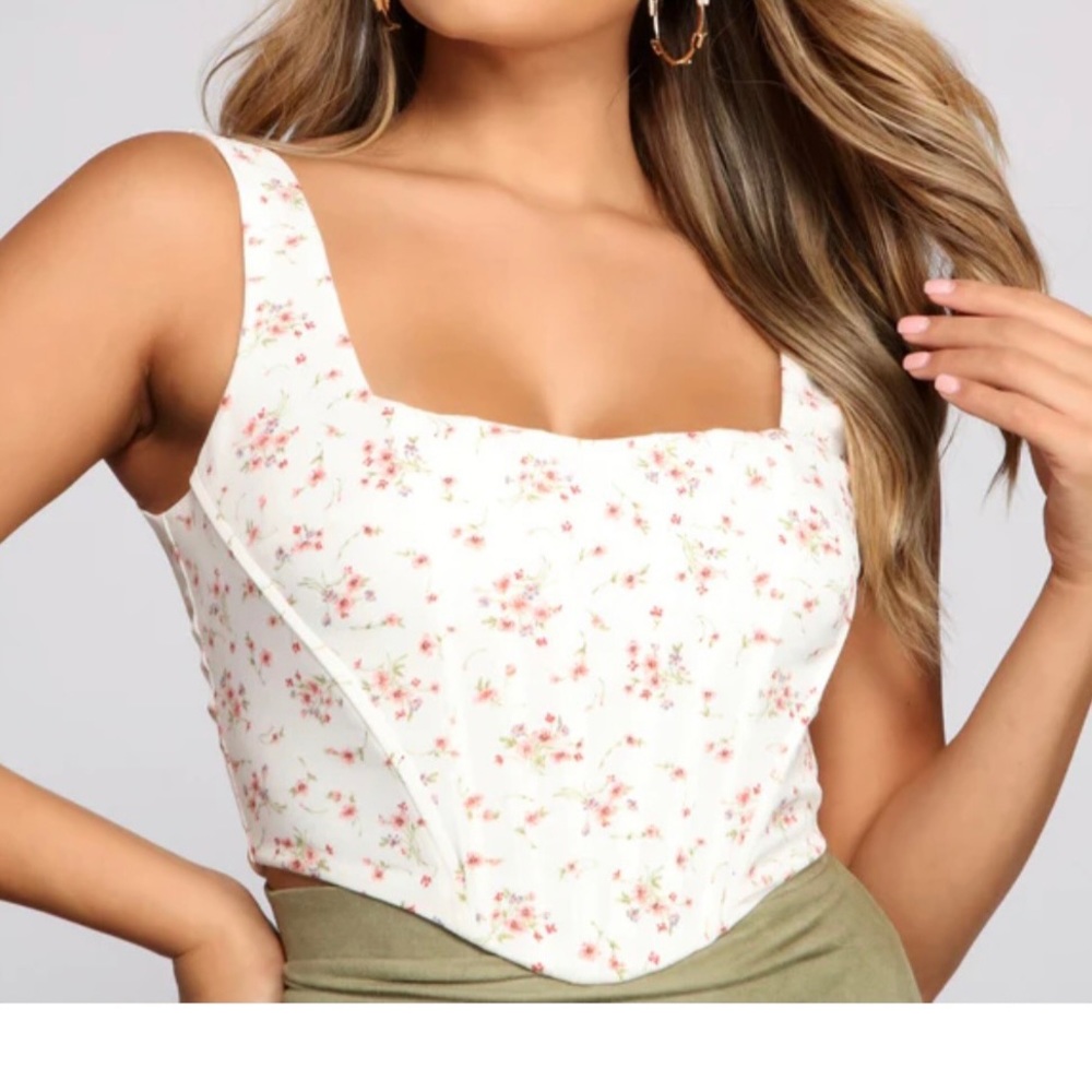 White floral corset tank top